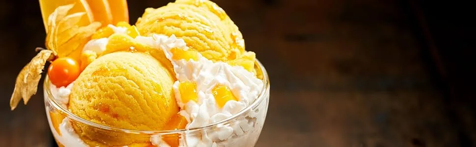 Mango-ice cap for fruity aromatic ice cream also to refine delicious ice cream desserts drinks chocolates cakes and much more content 250 g - Mango Eis als Dessert