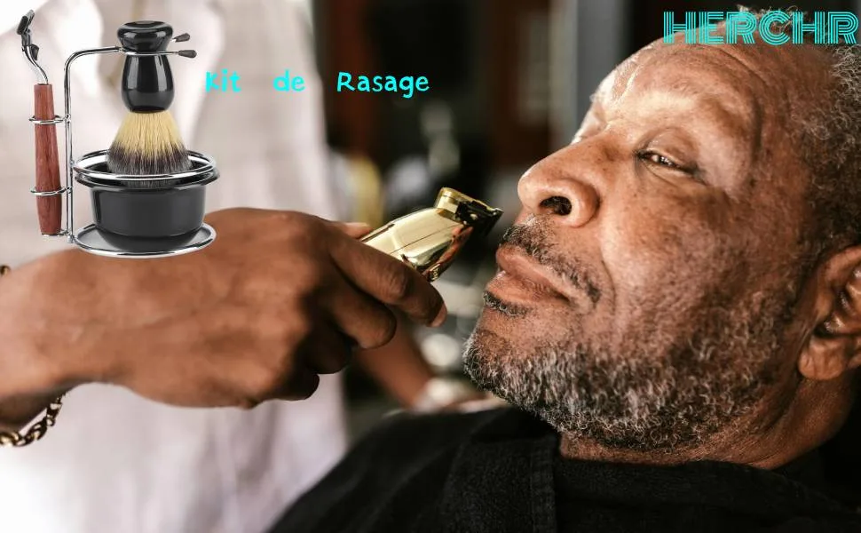 HERCHR 4-piece shaving set Manual razor + stainless steel stand holder + brush + bowl set - product information 1