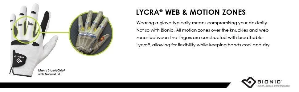 BIONIC StableGrip - Golf Gloves for Men White M Left - product information 5