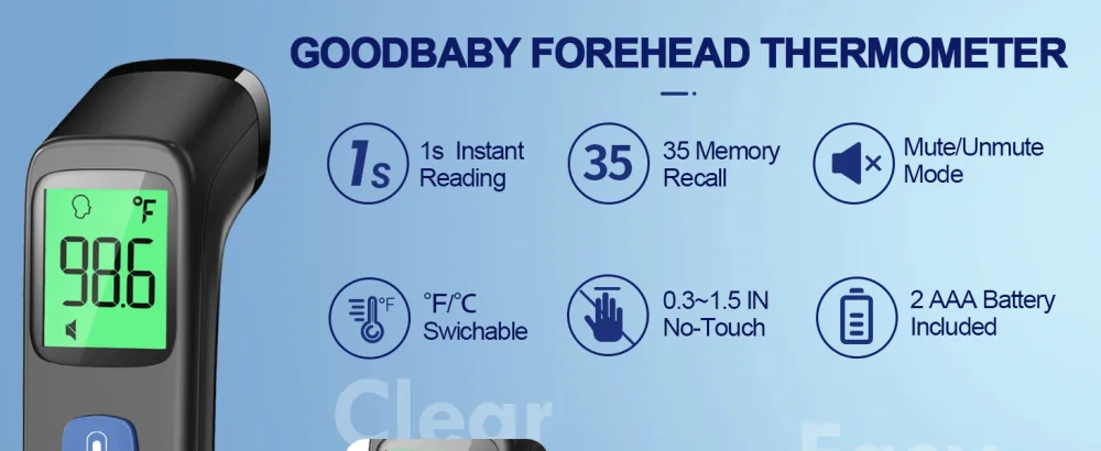 Forehead Thermometer, Baby and Adults Thermometer with Fever Alarm, LCD Display and Memory Function, Ideal for Whole Family Black - product information 10