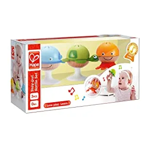 Hape E0331 - Penguin tumbler with sound blue from 6 months & E0330 Suction cup rattle set bundle with suction cup rattle set - Fetched from B071WSC9RT.