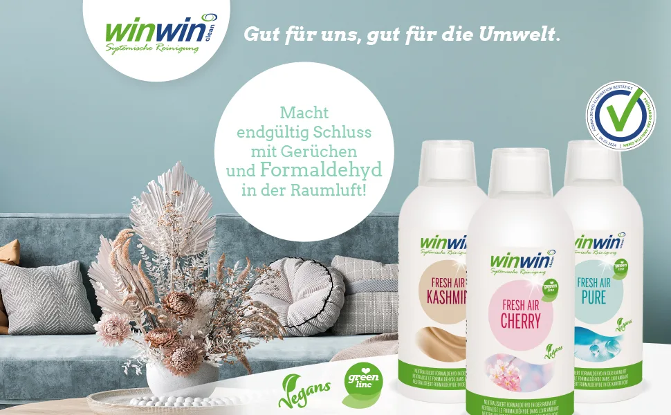 FRESH AIR Vegans 'Kashmir' air purification concentrate 500ml I VEGAN I without artificial colors I EUR 55.80/L - winwinCLEAN Fresh Air Vegans beseitigt Formaldehyd und Gerüche, veganes Luftreinigungskonzentrat