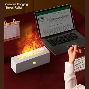 Aroma diffuser 3D fireplace optics room fragrance large spray diffuser with fragrance reinforcement function air diffuser selection of several modes for children at home white/opulent garden - B0CNSVJ8M1