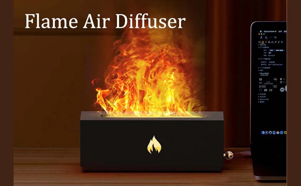 Aroma diffuser 3D fireplace optics room fragrance large spray diffuser with fragrance reinforcement function air diffuser selection of several modes for children at home white/opulent garden - cxj6f41_Xinx_31132303196-12