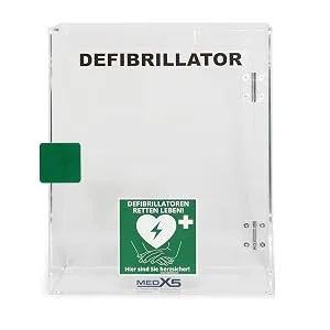 MedX5 Defibrillator Acrylic Glass Wall Box for Indoor Use with Defi Location Sign Without Alarm - #1030