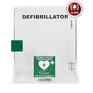 MedX5 Defibrillator Acrylic Glass Wall Box for Indoor Use with Defi Location Sign and Alarm With Alarm - #1031