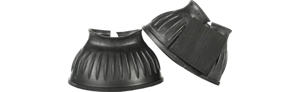 HKM 86059100.0597 Rubber Bell Boots Atlanta 1 Pair Black Large Black - schwarze hufglocken