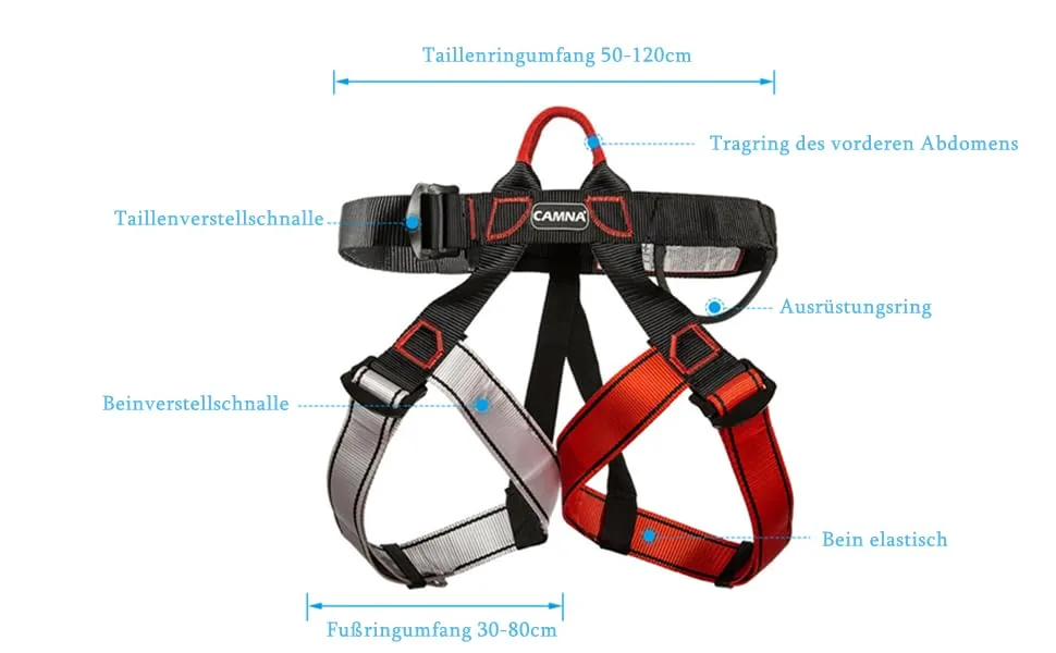 WMLBK Climbing Harnesses Fastening Climbing Gear Half Body Climbing Harness For Fire Rescue Mountaineering Fall Protection Red - Taillenringumfang 50-120cm