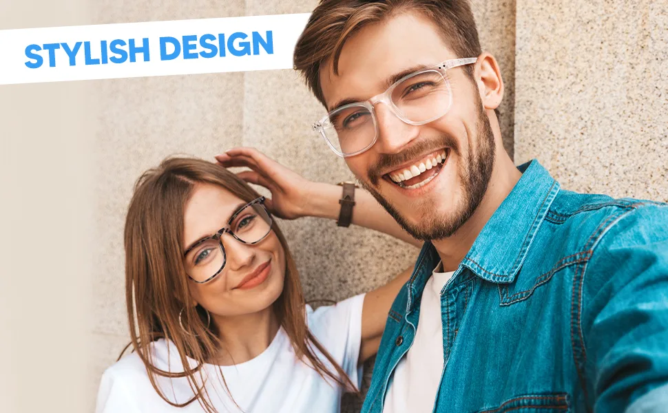 Blue Light Blocking Glasses, Blue Blocker Computer Glasses for Men Women, Anti Glare 400 UV & Eye Strain Fake Square Glasses Leopard + Transparent - Blue Light Blocking Glasses, 2Pack Cut UV400 Computer Reading Glasses for Anti Eyestrain