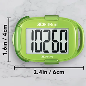 3DFitBud Simple Step Counter Walking 3D Pedometer with Clip and Lanyard, A420S Plum - Compact with large display. View your step count at a glance.