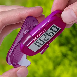 3DFitBud Simple Step Counter Walking 3D Pedometer with Clip and Lanyard, A420S Plum - Multiple wearing options. Removable clip and lanyard included.
