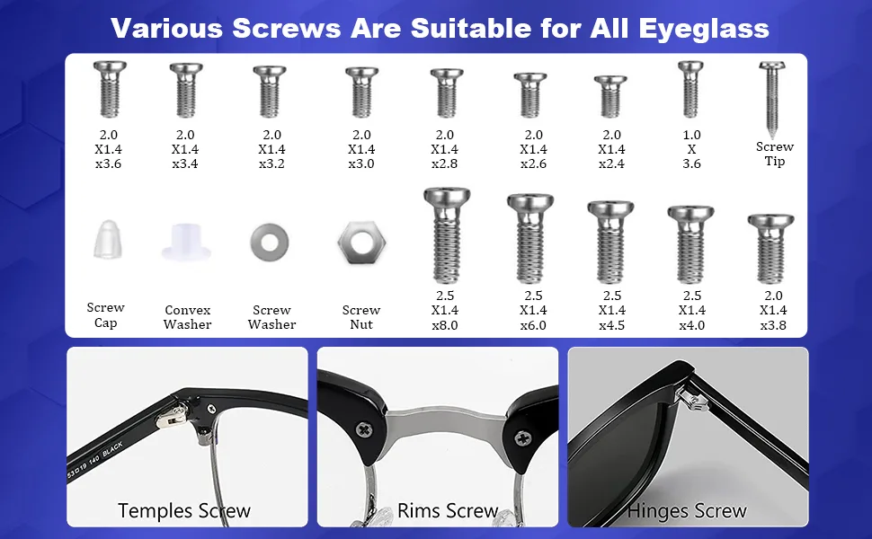 Upgraded Eyeglass Repair Kit, Precision Screwdriver Set with Glasses Screws, Eyeglass Nose Pads, Retainer Strap, Tweezer for Eyeglass, Sunglass, Spectacles, Electronic Repair - glasses repair kit