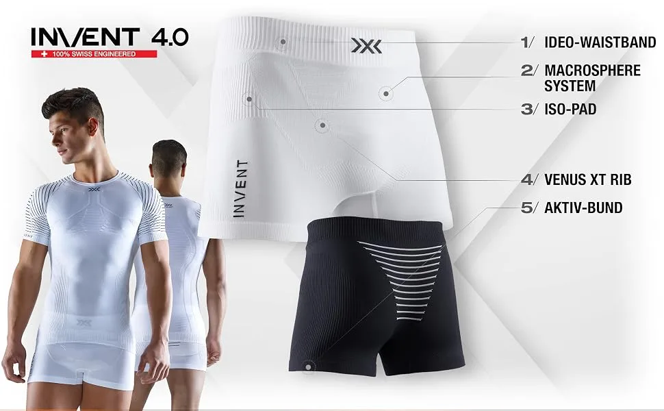 X-Bionic Men's Invent 4.0 Boxer Shorts L Opal Black/Arctic White - Invent Boxer