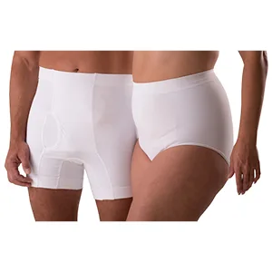 Corsinel regular support linen low men's boxer shorts for stoma & hernia discrete men's underpants medium support seamless stretch for optimal seat & secure fixation white-box M - Stoma