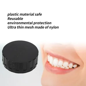Press box reusable prosthesis veneer processing box in a round form portable prosthesis storage box with replacement pad night-mouth conservation box holder - Black Denture Storage Box