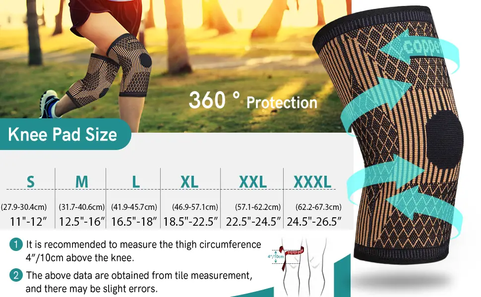 Copper Knee Brace -Copper Knee Sleeve Compression for Sports,Workout,Arthritis Pain Relief and Support -Single XXX-Large - 60% copper fiber cloth+40% spandex