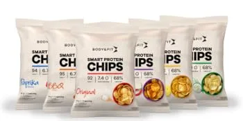 Body & Fit Smart Protein Chips - Protein Snack Soy and Potato Chips 12 Bags (Barbecue) - Smart Protein Chips