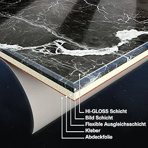 Sticker professionals kitchen back wall Self -adhesive glass optics designed - 20grey - 1.8mm stiffened every surface hard pet material premium 60 x 400cm H 60 cm x W 400 cm 20grey - HI-Gloss Küchenrückwand selbstklebend Spritzschutz Folie Küchenwand Wandverkleidung Fliesenspiegel