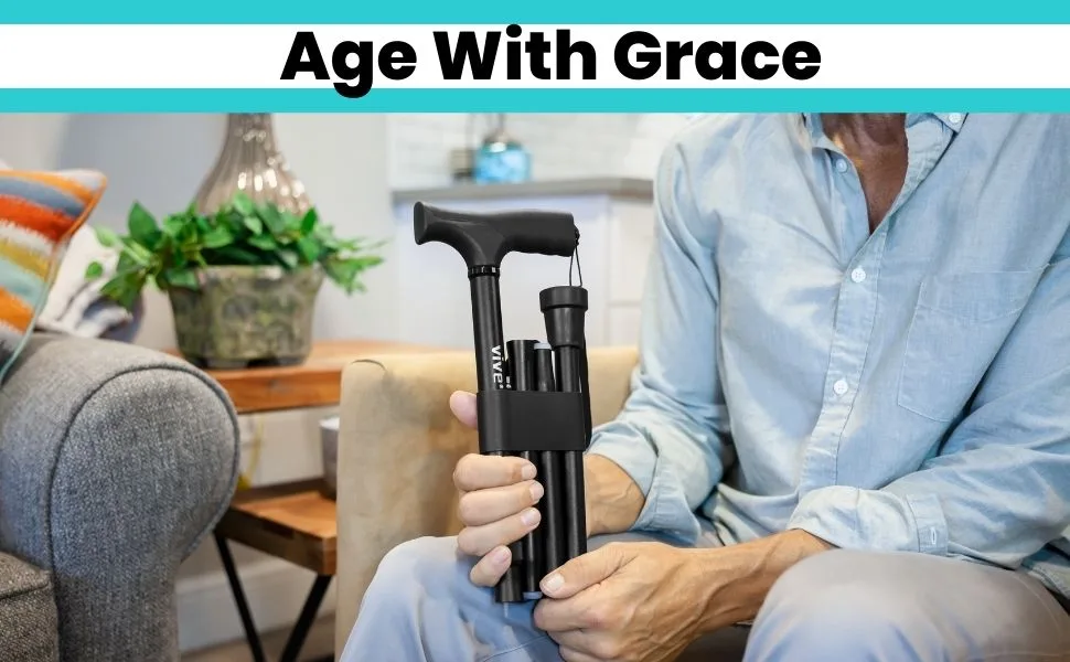 Vive Folding Cane - Foldable Walking Cane for Men, Women - Fold-up, Collapsible, Lightweight, Adjustable, Portable Hand Walking Stick - Balancing Mobility Aid - Sleek, Comfortable T Handles (Black) - Vive Folding Cane - Foldable Walking Cane for Men, Women - Fold-up, Collapsible, Lightweight