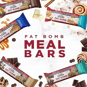 SlimFast Keto Fat Bomb Meal Replacement Whey Protein Bar, Frosted Cinnamon Bun, Low Carb with 7g Protein, 5 Count Box - meal bars fat bomb