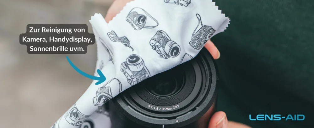 LENS-AID microfiber cleaning cloth in a chic design: for camera lens display and as a glasses cleaning cloth (microfiber cloth 20x20 cm) Pineaplle - Design-Mikrofasertücher