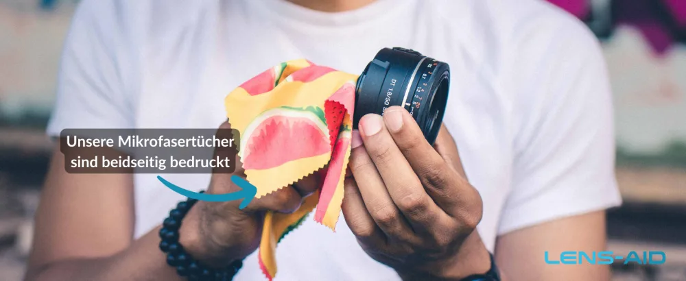 LENS-AID microfiber cleaning cloth in a chic design: for camera lens display and as a glasses cleaning cloth (microfiber cloth 20x20 cm) Pineaplle - Design-Mikrofasertücher