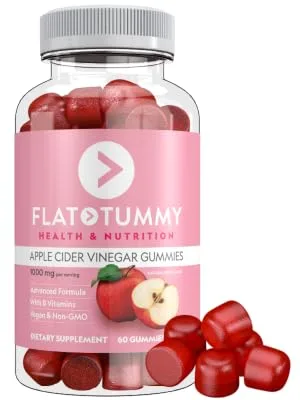 Flat Tummy Apple Cider Vinegar Gummies, 60 Count – Boost Energy, Detox & Support Gut Health – Vegan, Non-GMO – ACV Gummies with Mother - Made with Apples, Beetroot, Vitamin B9, Vitamin B12, Superfoods - product information 2