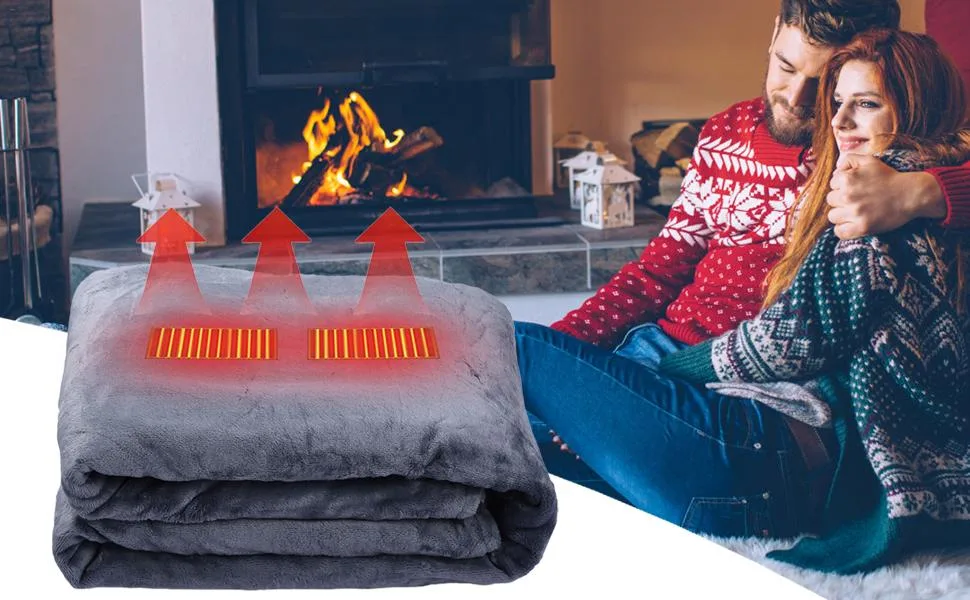 FAYNDE portable heating ceiling USB-electrical scarf heating shell plush thermal blanket heating cushion heated ceilings Energy-saving & washable blanket electrical - USB-Heizdecke - USB-elektrischer Schal-Heizschal-Plüsch mit Digitalanzeige,Winter Supplies Bequemer
