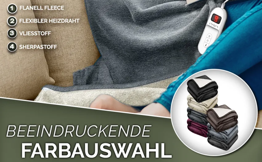 Sinnlein heating ceiling with automatic switch -off 160x120cm T V S d GS checked |Electric thermal blanket with 9 temperature levels |Cuddly blanket bed sofa |Ceiling electrically with timer digital display 160x120cm dark gray - Heizdecke