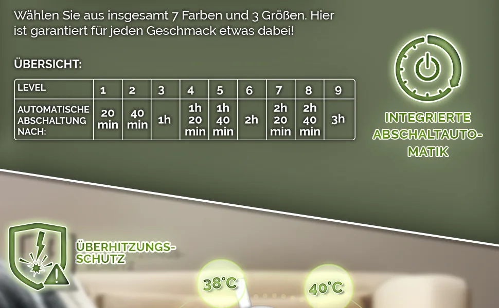 Sinnlein heating ceiling with automatic switch -off 180x130cm T V S d GS checked |Electric thermal blanket with 9 temperature levels |Cuddly blanket bed sofa |Ceiling electrically with timer digital display 180x130cm black - Heizdecke