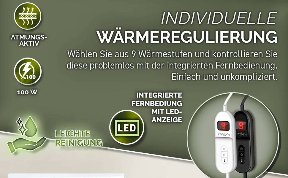 Sinnlein heating ceiling from Pl sch 180x130cm T V S d GS checked |Electrical thermal ceiling with automatic switch -off |Cuddly blanket |Timer function |9 temperature levels |Washable up to 40 C |Digital display 180 x 130 cm light gray - Heizdecke