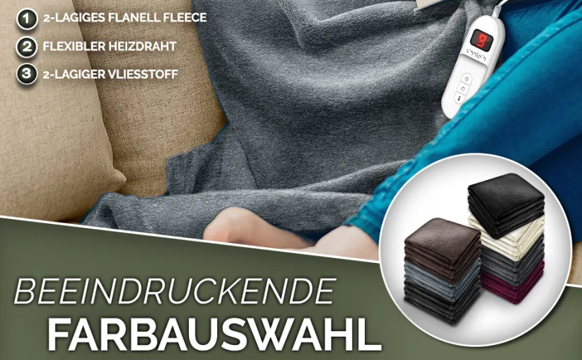 Sinnlein heating ceiling from Pl sch 200x180cm T V S d GS checked |Electrical thermal ceiling with automatic switch -off |Cuddly blanket |Timer function |9 temperature levels |Washable up to 40 C |Digital display 200 x 180 cm gray - Heizdecke
