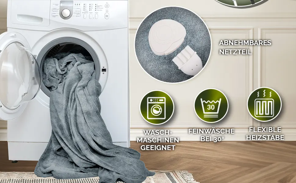 Sinnlein heating ceiling from Pl sch 200x180cm T V S d GS checked |Electrical thermal ceiling with automatic switch -off |Cuddly blanket |Timer function |9 temperature levels |Washable up to 40 C |Digital display 200 x 180 cm gray - Heizdecke