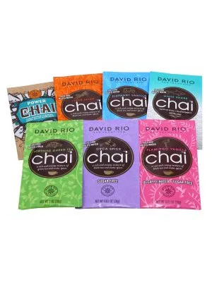 David Rio Chai Latte sample pack/sample set - 7 varieties in a portion bag - 168g - David Rio Chai Teeladen Herzberg Tee Instant USA Chaitea Instand