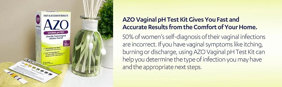 AZO Vaginal pH Test Kit, Clinically-Tested Vaginal Infection Test Kit, Fast & Accurate Results, from The #1 Most Trusted Brand, 2 Self-Tests - AZO pH Test Strips