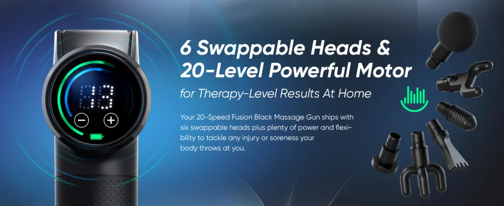 Fusion Black Pro Muscle Massage Gun Deep Tissue Percussion Muscle Massager Gun for Athletes Pain Relief Therapy and Relaxation, Percussion Therapy Chiropractor Massager, Body Massager (Black Pro) - head massager massager handheld leg massage personal massagers massage gun deep tissue