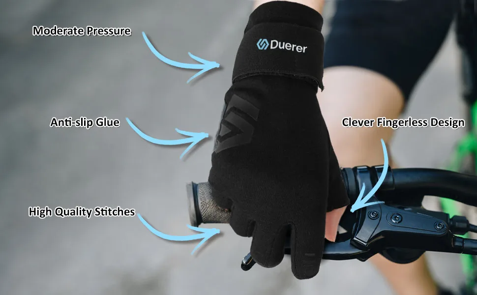 Duerer arthritis compression gloves with straps ladies men for RSI carpal tunnel rheumatism tendonal inflammation hand pain hand support fingerless gloves for computer black s - duerer