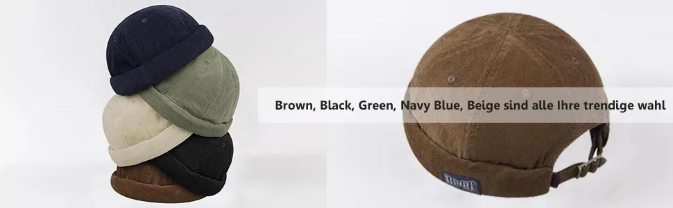 Clape cotton docker cap men adjustable Seemanns cap corduroy brimless has a hat without umbrella cuff beanie fishing cap unit size hbh01-greenen - Baumwolle Beanie Fischermütze Verstellbar Dockercap Dockermütze