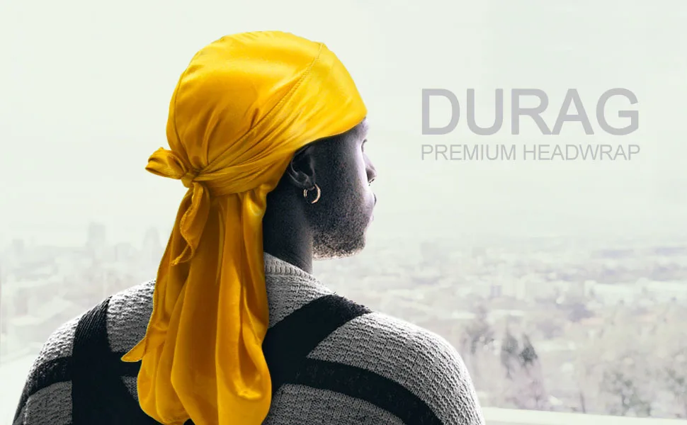 Hairizone Silky Durag Head Wrap Doo Rags for Men Waves Gold - durag
