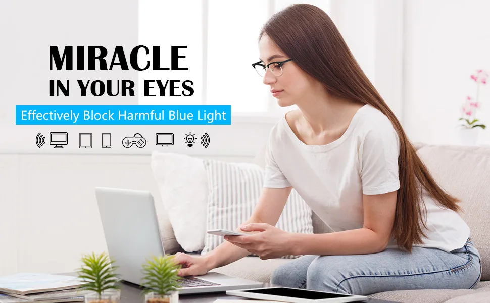 Livhò Blue Light Blocking Glasses,Computer Gaming Glasses, Anti Eyestrain/Filter Ray Lens, Sleep Better for Women Men (Leopard Blue) - LIVHO