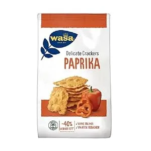 Wasa Delicate Cracker Paprika Crispy crackers with paprika Pack of 5 (5 x 150g) Paprika 150 g (pack of 5) - Wasa Delicate Paprika Snack