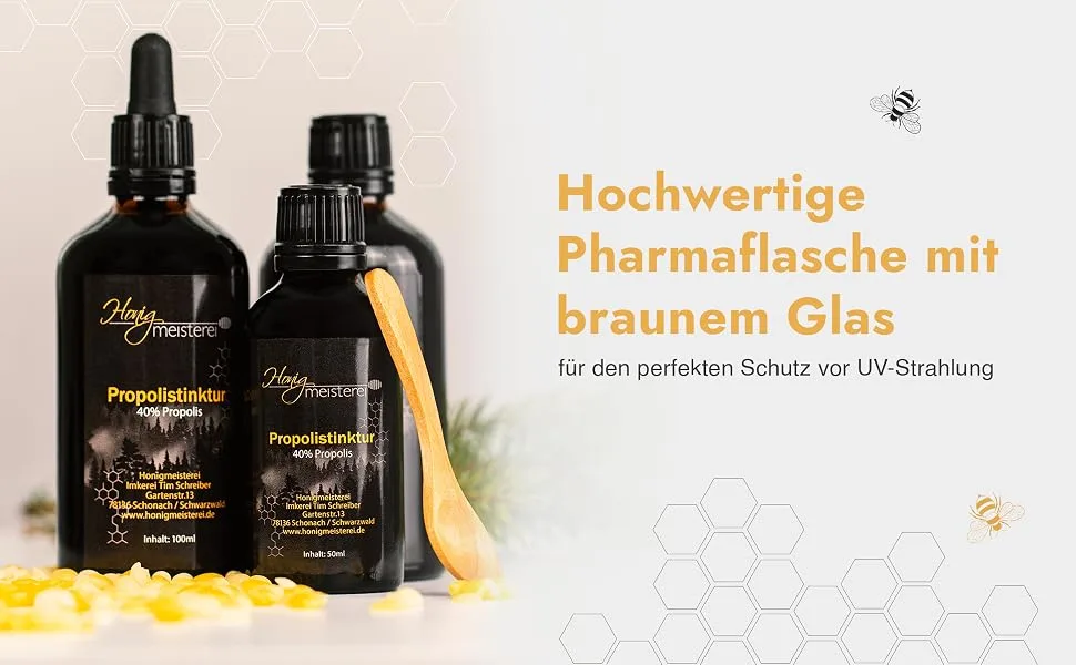Honeyrying propolis tincture 100ml with 40% natural propolis in the best quality from Black Forest beekeeping propolis drops without additives 100ml with drip pipette - propolis