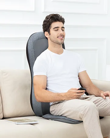 Comfier Back Massager with Heat,Shiatsu Massage Chair Pad,Deep Kneading Full Back Massage Cushion for Shoulder,Back for Home,Office use Gray - back massager