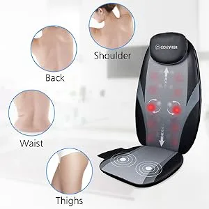 Comfier Back Massager with Heat,Shiatsu Massage Chair Pad,Deep Kneading Full Back Massage Cushion for Shoulder,Back for Home,Office use Gray - back massager