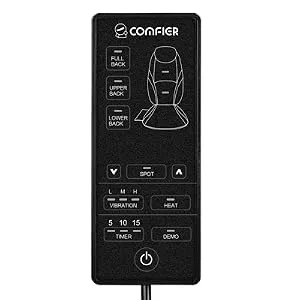 Comfier Back Massager with Heat,Shiatsu Massage Chair Pad,Deep Kneading Full Back Massage Cushion for Shoulder,Back for Home,Office use Gray - controller
