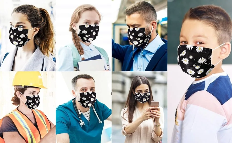 3 Ply 50 Pcs Individually Wrapped Filter Mask Disposable Earloop Face Masks-Audlt Black/White - kids disposable mask