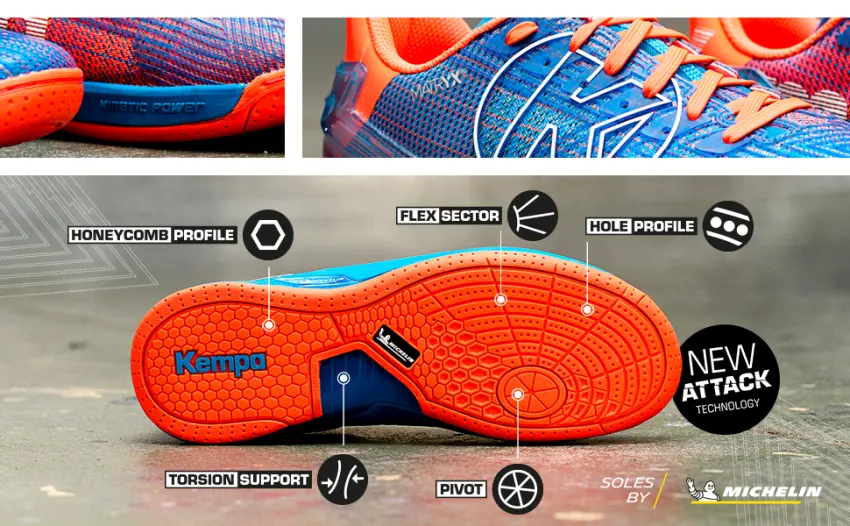 Kempa Unisex Kids Attack Contender Junior Handball Shoes 31 EU Blue Bleu Nuit Blanc 06 - product information 2