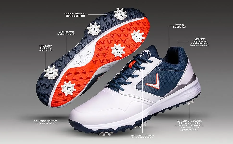 Callaway Golf Chev LS Waterproof Golf Shoe White Grey 40.5 EU - Chev LS Tech