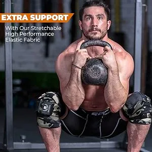 Mava Sports Knee Wraps for Cross Training WODs Compression & Elastic Support Camo Grey - knee wraps