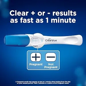 Clearblue Trying for a Baby Ovulation Kit, Featuring 25 Ovulation Tests and 2 Rapid Detection Pregnancy Tests, 27 Count 25 Ovulation Tests and 2 Pregnancy Tests - Plus sign on clearblue pregnancy test - Clear results in as fast as 1 minute